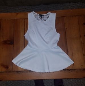 Forever 21 White Peplum Tank Top